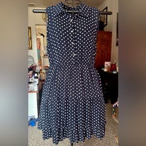 Hem & Threads Navy White Polka Dot Dress - Large